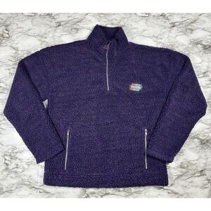 WINNERS Sherpa Sweater Mens Sz XS Oversized Purple 1/4 Zip Mock Neck Long Sleeve